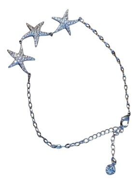 Crystal Starfish Anklet in Silver